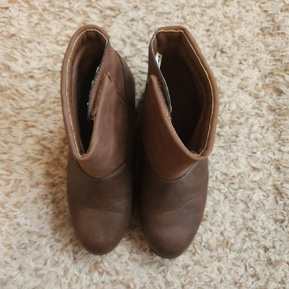 OshKosh B'gosh Ankle Boots Girls Size 3M Brown Two-Tone Faux Suede Booties